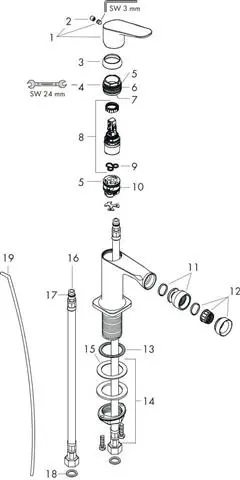 Hansgrohe Bidet-Einhebelmischer Axor Citterio M Ausladung 116 mm, mit Ablaufgarnitur, chrom-34210000