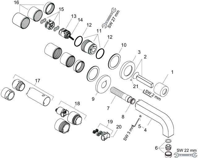 hansgrohe Waschtisch-Einhebelmischer Axor Citterio UP, mit Einzelrosette, chrom, Auslauf 160mm-39113000