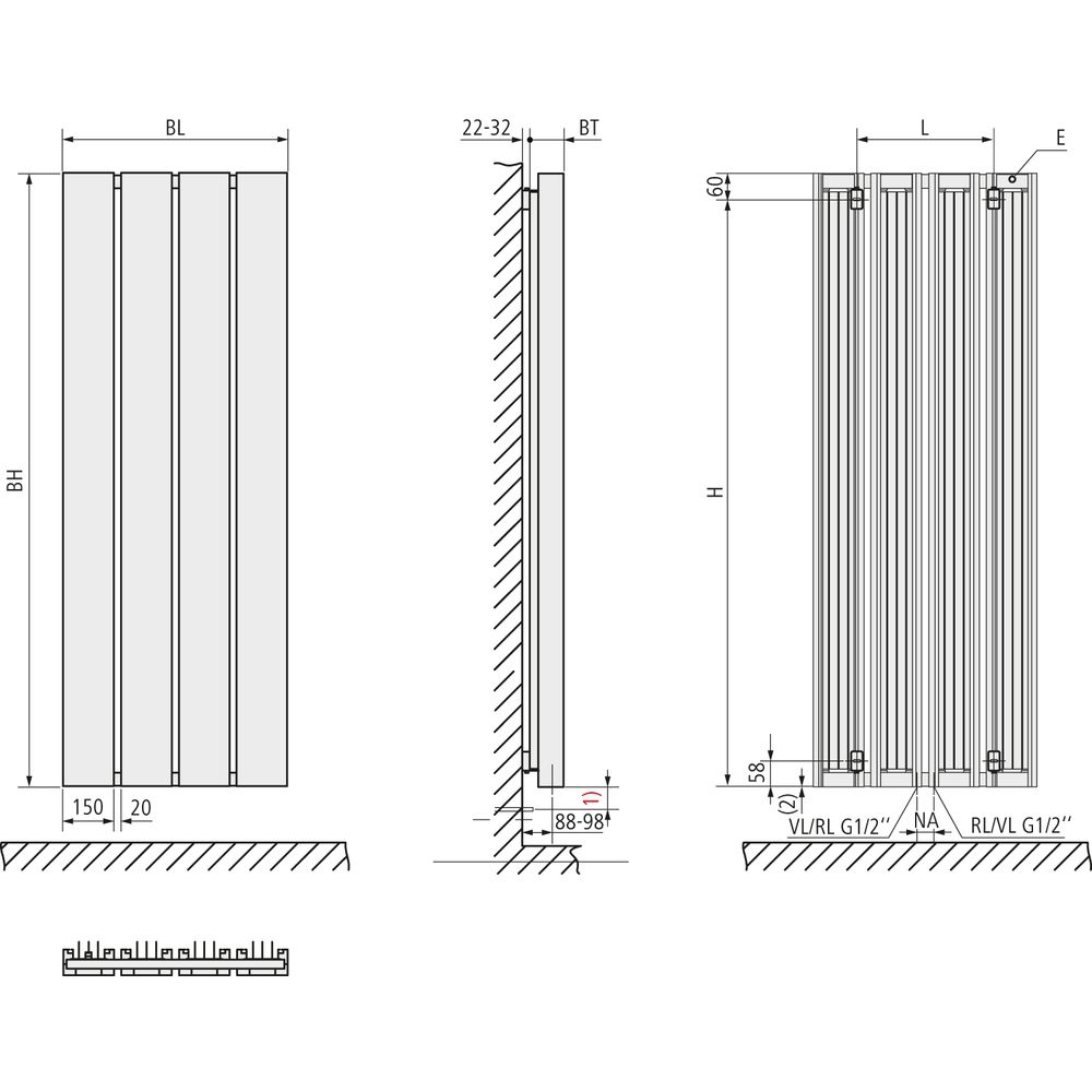 Kermi Design-Heizkörper Decor Arte Plan-D1N101600322XXK