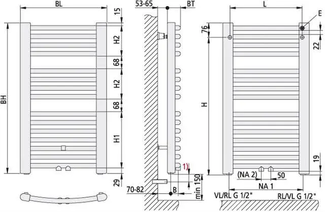 Kermi Bad-Heizkörper Basic-50 R-ER01M1800602XXK