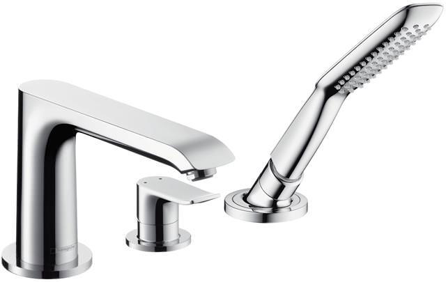 hansgrohe Fertigmontageset Metris 3-Loch-Wannenrand-Einhebelmischer, chrom-31190000