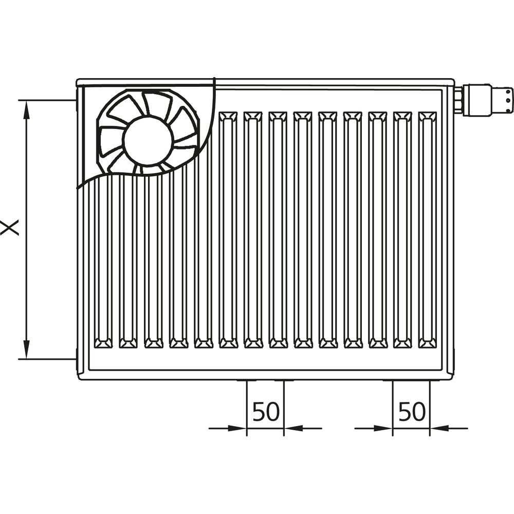 Kermi x-flair Profil-Ventil Plus Wärmepumpenheizkörper Typ22-FTP2L0600601L1K