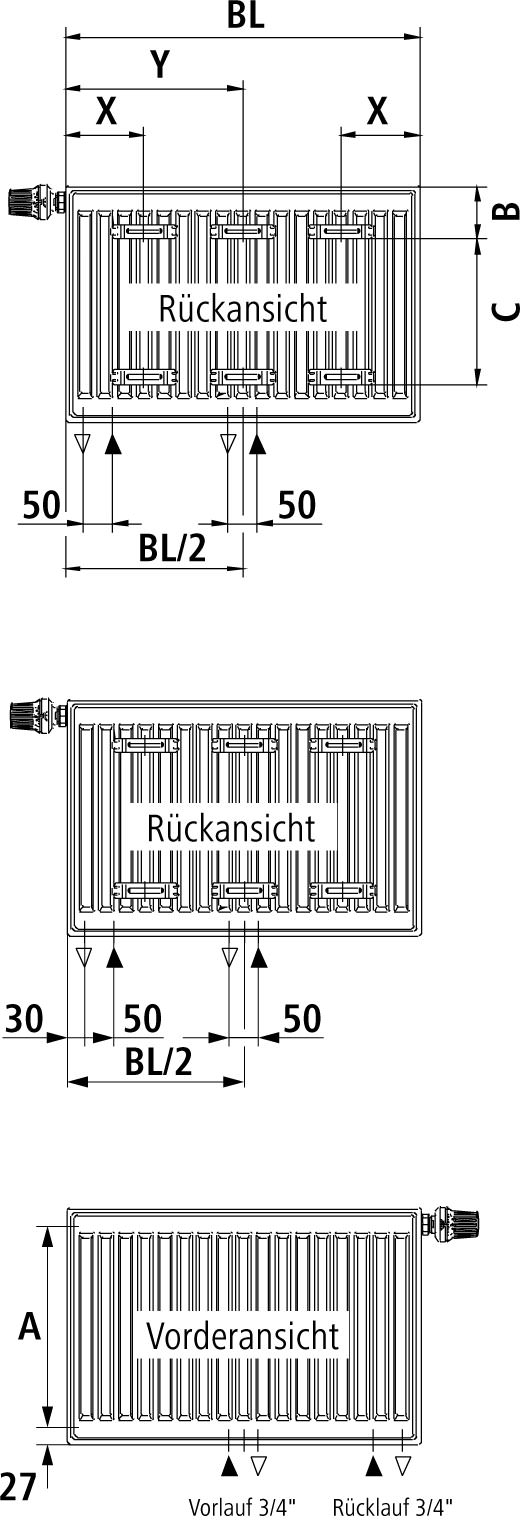 Kermi Austauschheizkörper Therm X2 Profil-Kompakt-FK012D504