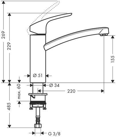 Hansgrohe Spültisch-Einhebelmischer 160 Focus M41, chrom-31806000