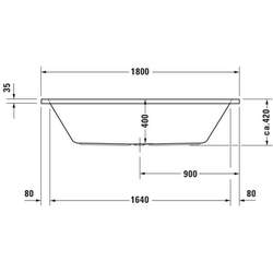 Duravit Rechteck-Badewanne D-Code weiß, 180 x 80 cm, Zentraler Ablauf-700000000000000