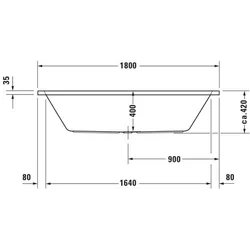 Duravit Rechteck-Badewanne D-Code weiß, 180 x 80 cm, Zentraler Ablauf-700000000000000