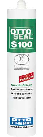 Ottoseal Premium Sanitär Silikon S100, a` 300 ml-S100-03-C01