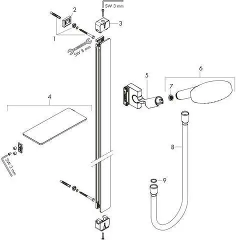 hansgrohe Raindance Select S Brauseset 120 3jet mit Brausestange 150 cm und Seifenschalen-27646000