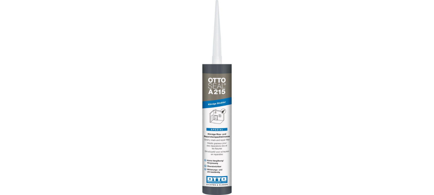 Ottoseal Acryl A215 weiß, 310 ml, Körniger Riss- und Reparaturspachtel-A215-04-C01