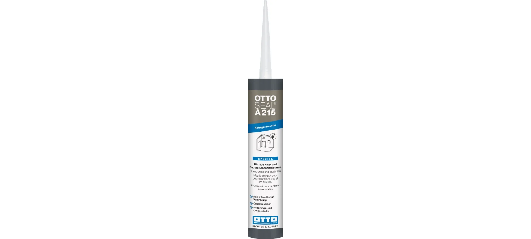 Ottoseal Acryl A215 weiß, 310 ml, Körniger Riss- und Reparaturspachtel-A215-04-C01