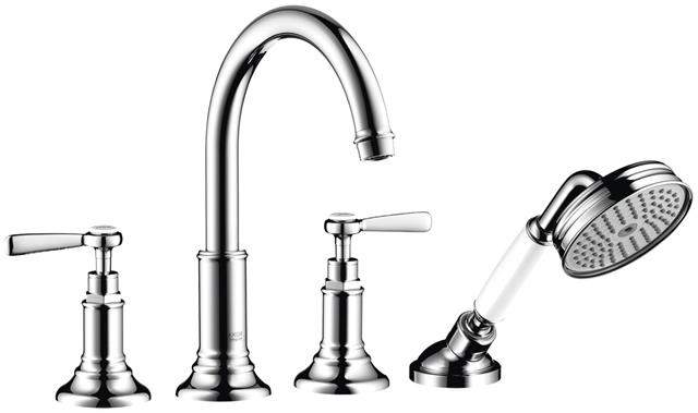 hansgrohe Fertigmontageset Axor Montreux DN 15, chrom, 4-Loch-Armatur, Fliesenrandmontage, Hebelgrif-16554000