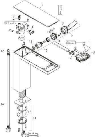 Waschtisch-Einhebelmischer 230 Axor MyEdition chrom/Spiegelglas, mit Push-Open Ablaufgarnitur, Ausl-47020000