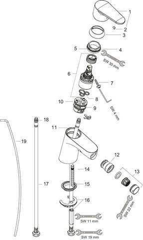 hansgrohe Bidet-Einhebelmischer Focus chrom, mit Ablaufgarnitur-31920000