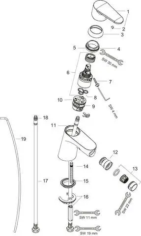 Hansgrohe Bidet-Einhebelmischer Focus chrom, mit Ablaufgarnitur-31920000