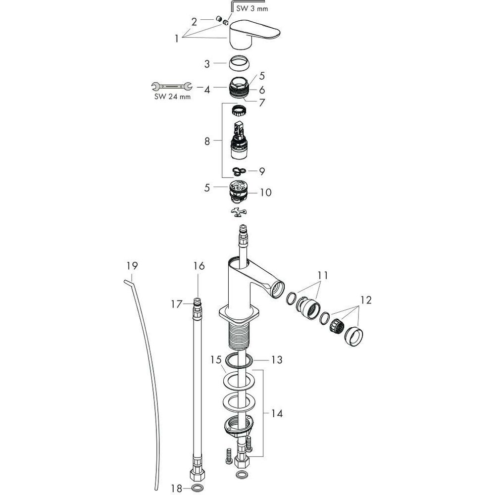 hansgrohe Bidet-Einhebelmischer Axor Citterio M Ausladung 116 mm, mit Ablaufgarnitur, chrom-34210000