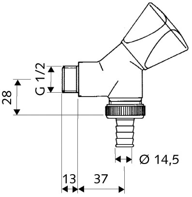 SCHELL Geräteschrägsitzventil verchromt, G 1/2 AG, mit Rückflussverhinderer, Dreikanthaubengriff-38860699