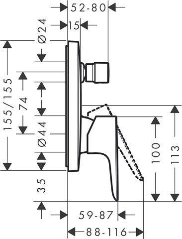 hansgrohe Fertigmontageset Talis E Unterputz-Wannen-Einhebelmischer mit Sicherungskombination chrom-71474000