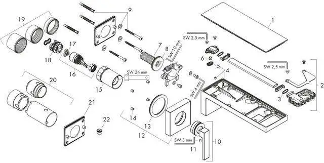 hansgrohe Fertigmontageset Axor MyEdition chrom/Spiegelglas, UP-Waschtisch-Einhebelmischer, Ausladun-47060000