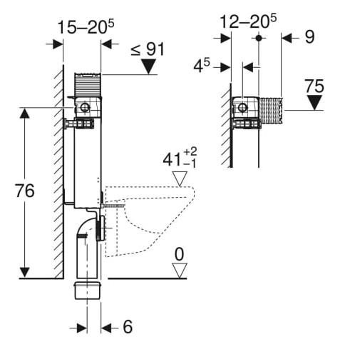 Geberit Kombifix Element für Wand-WC, 82 cm, mit Omega UP-Spülkasten 12 cm 110.000.00.1-110000001