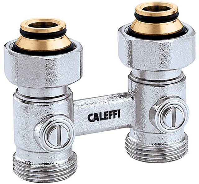 Caleffi Zweirohr-Hahnblock Durchgang, Heizkörperanschluss 3/4" IG -301052