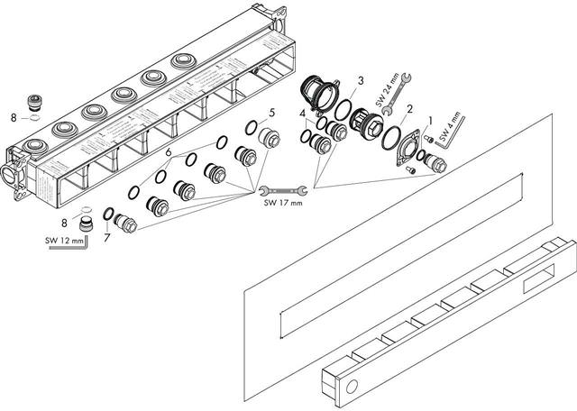 hansgrohe Grundset Axor Select für Thermostatmodul Select, für 4 Verbraucher-18312180