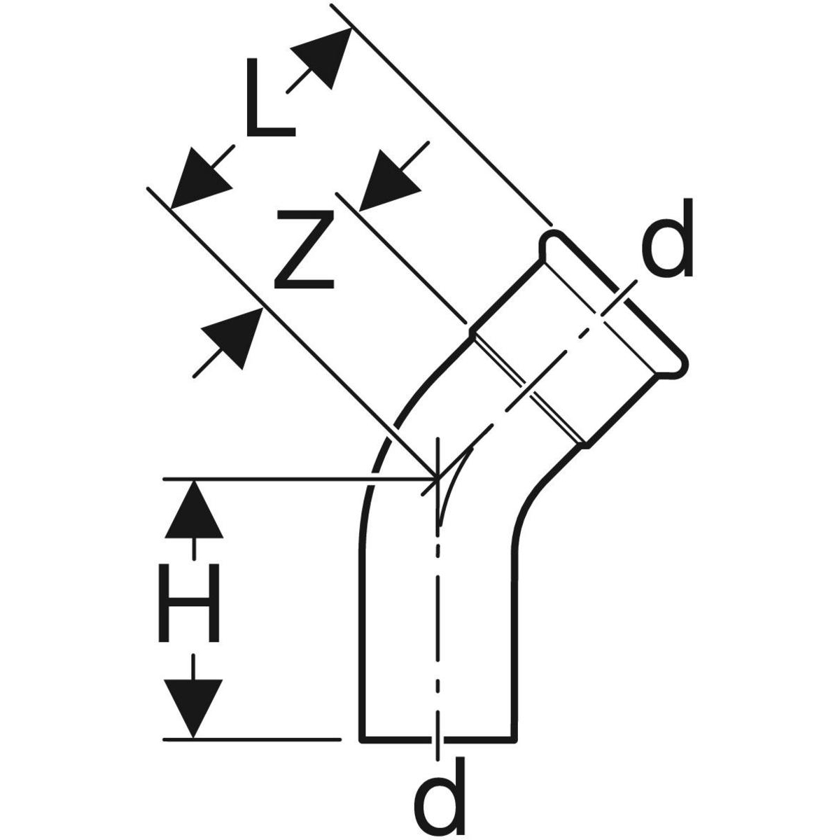 Geberit Bogen 45° mit Einschubende Mapress Kupfer-60702