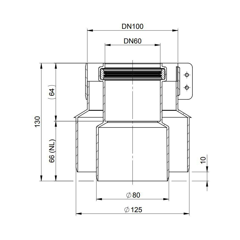 ATEC Übergang PolyTwin DN 80/125-DN 60/100, PP, weiß-00866