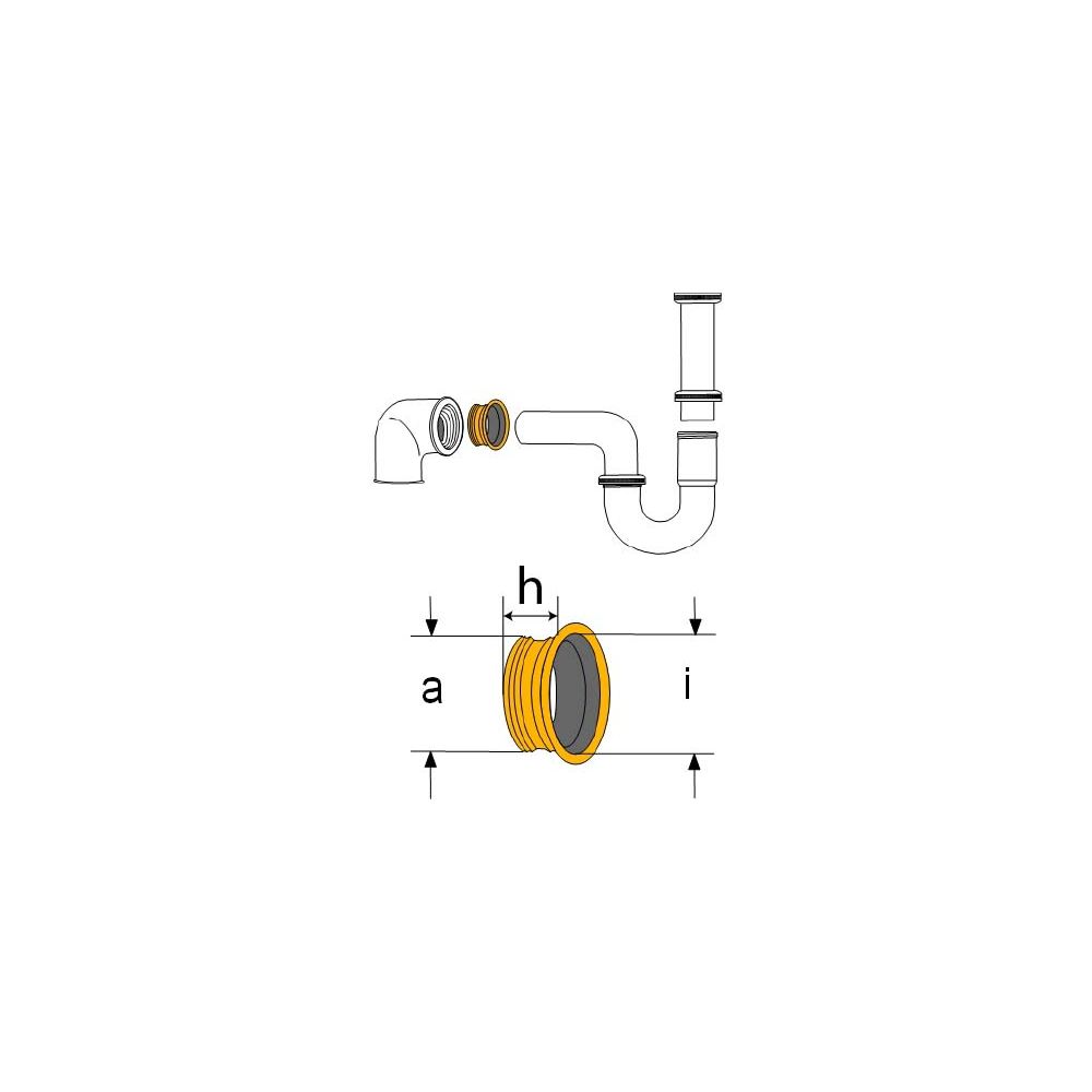 HAAS Gummi-Gewinde-Nippel DN 32 für 1 1/4", 30 x 41 x 19 mm, EPDM, schwarz -03112