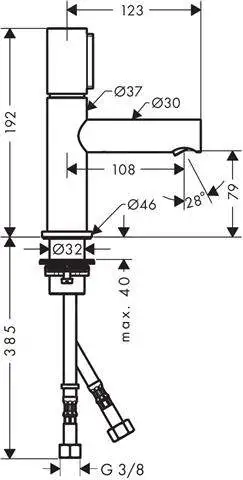 Waschtisch-Einhebelmischer Axor Uno Select 80 ohne Zugstangen-Ablaufgarnitur, chrom-45015000