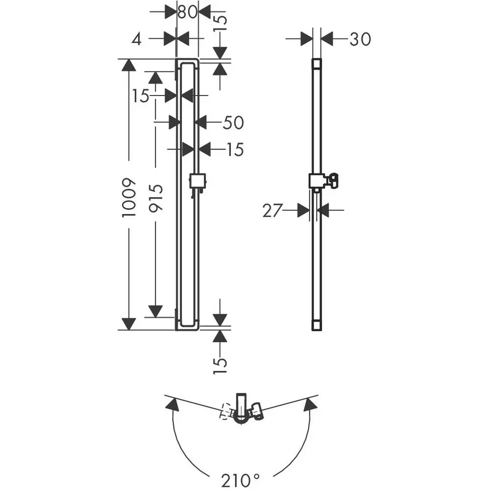 Hansgrohe Brausestange Axor Citterio E 900 mm, mit Handbrause 120 3jet, chrom-36736000