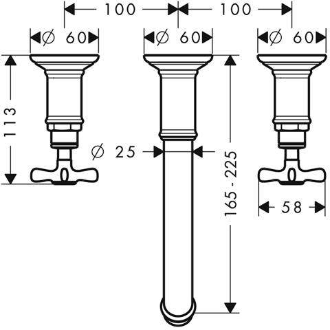 hansgrohe Fertigmontageset Axor Montreux DN 15, chrom, UP-Waschtisch-3-Loch-Armatur-16532000