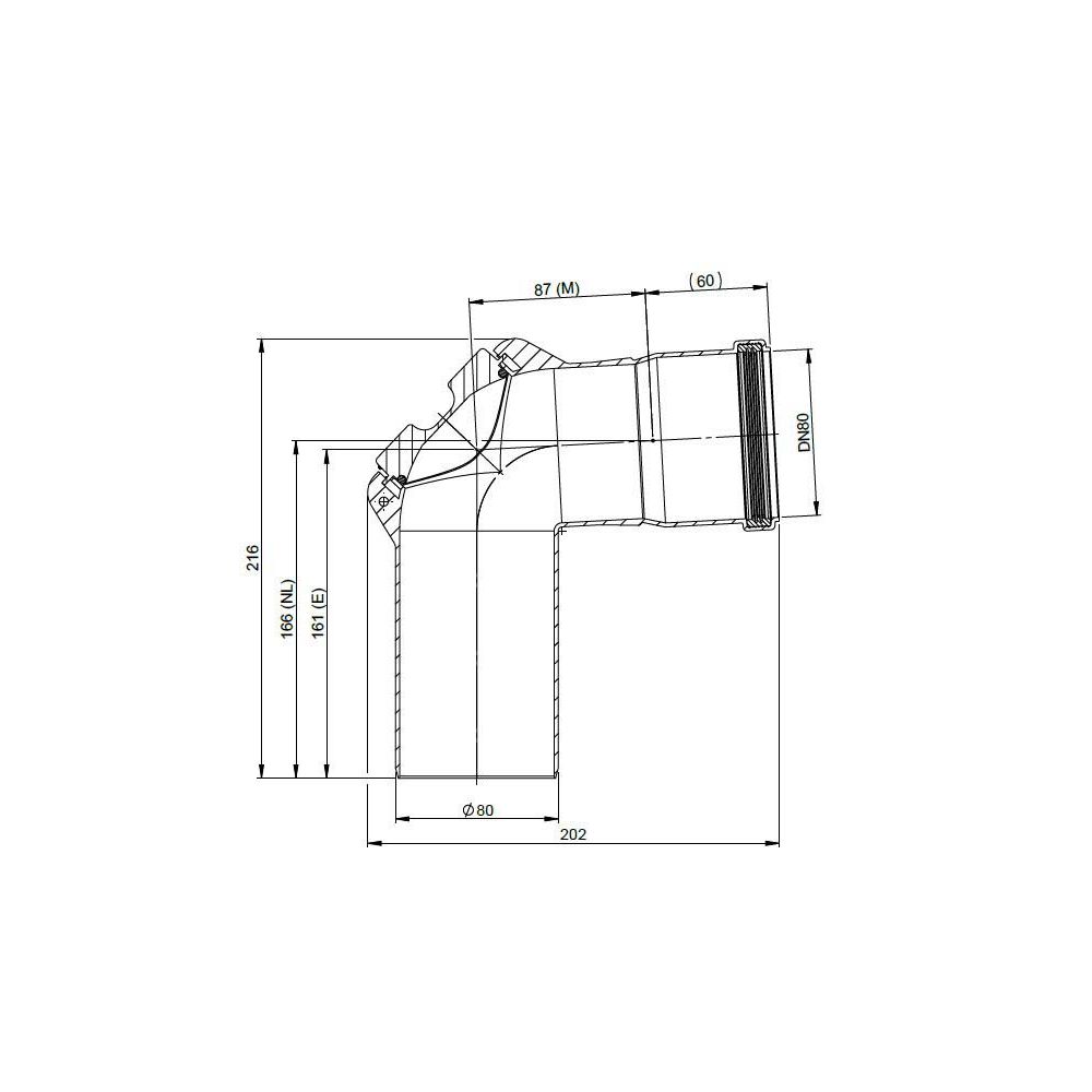 ATEC Kontroll-Bogen PolyTop 87°, DN 80-01301