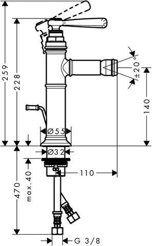 hansgrohe Bidet-Einhebelmischer Axor Montreux DN 15, chrom, mit Ablaufgarnitur-16526000