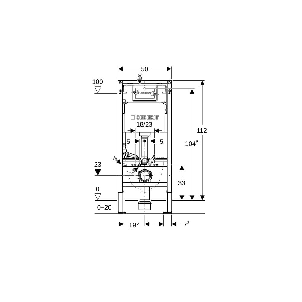 Geberit DuofixBasic Element für Wand-WC, 112 cm, mit Delta UP-Spülkasten 12 cm 458.103.00.1-458103002