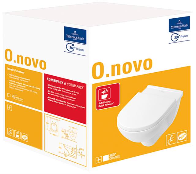 V&B Wand-WC-Combi-Pack O.NOVO weiß, mit WC-Sitz-5660H101