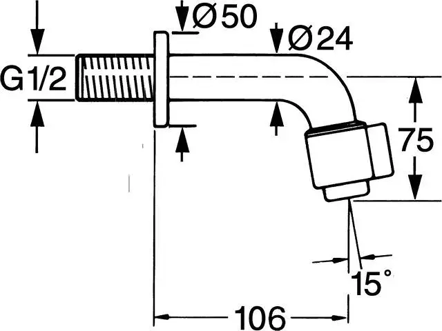 Waschtisch-Wand-Auslaufventil HANSANOVA chrom, Ausladung 106mm-868101