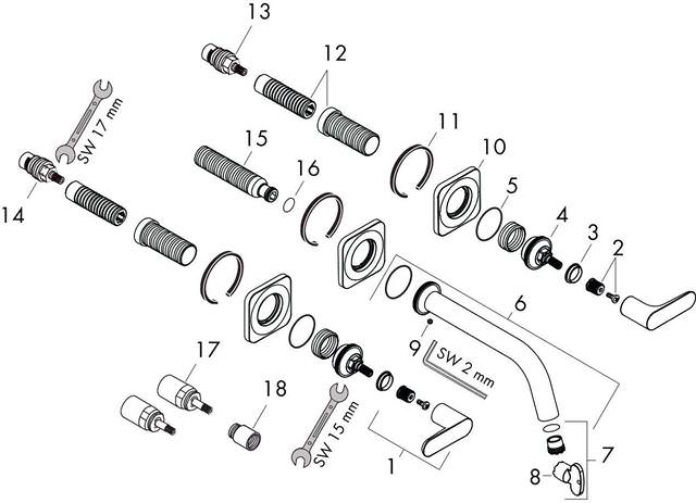 hansgrohe Fertigmontageset Axor Citterio M UP, Waschtisch-3-Loch-Armatur, Ausladung 166 mm, Rosette, chrom-34313000