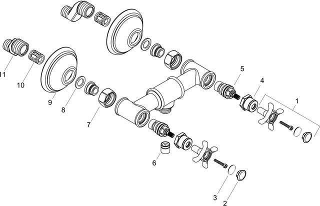 hansgrohe Brause-Zweigriff-Armatur Axor Montreux DN 15, chrom, Aufputz-16560000