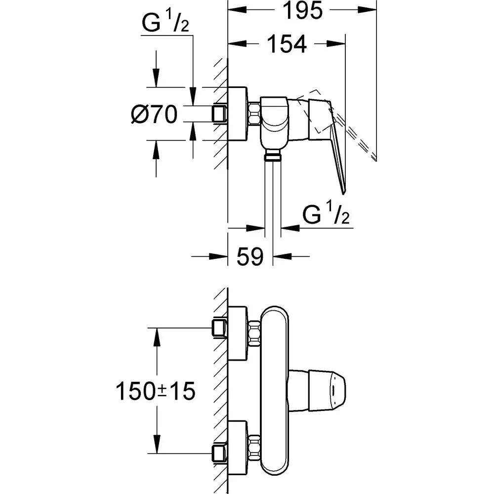 GROHE Brause-Einhebelmischer Eurodisc Cosmopolitan 1/2", Wandmontage, chrom -33569002