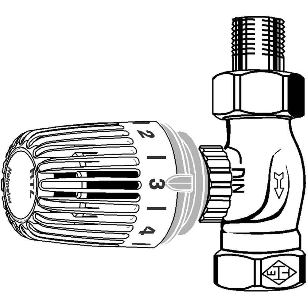 Heimeier Rücklauftemperaturbegrenzer RTL R 1/2, Durchgang, ohne Voreinstellung, Rotguss vernickelt-9174-02.800
