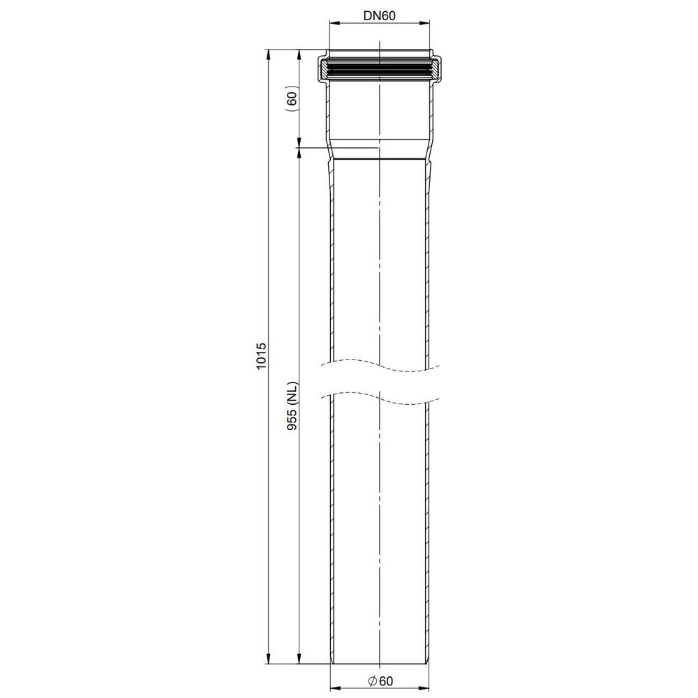 ATEC Rohr PolyTop 955 mm, DN 60, kürzbar-00319