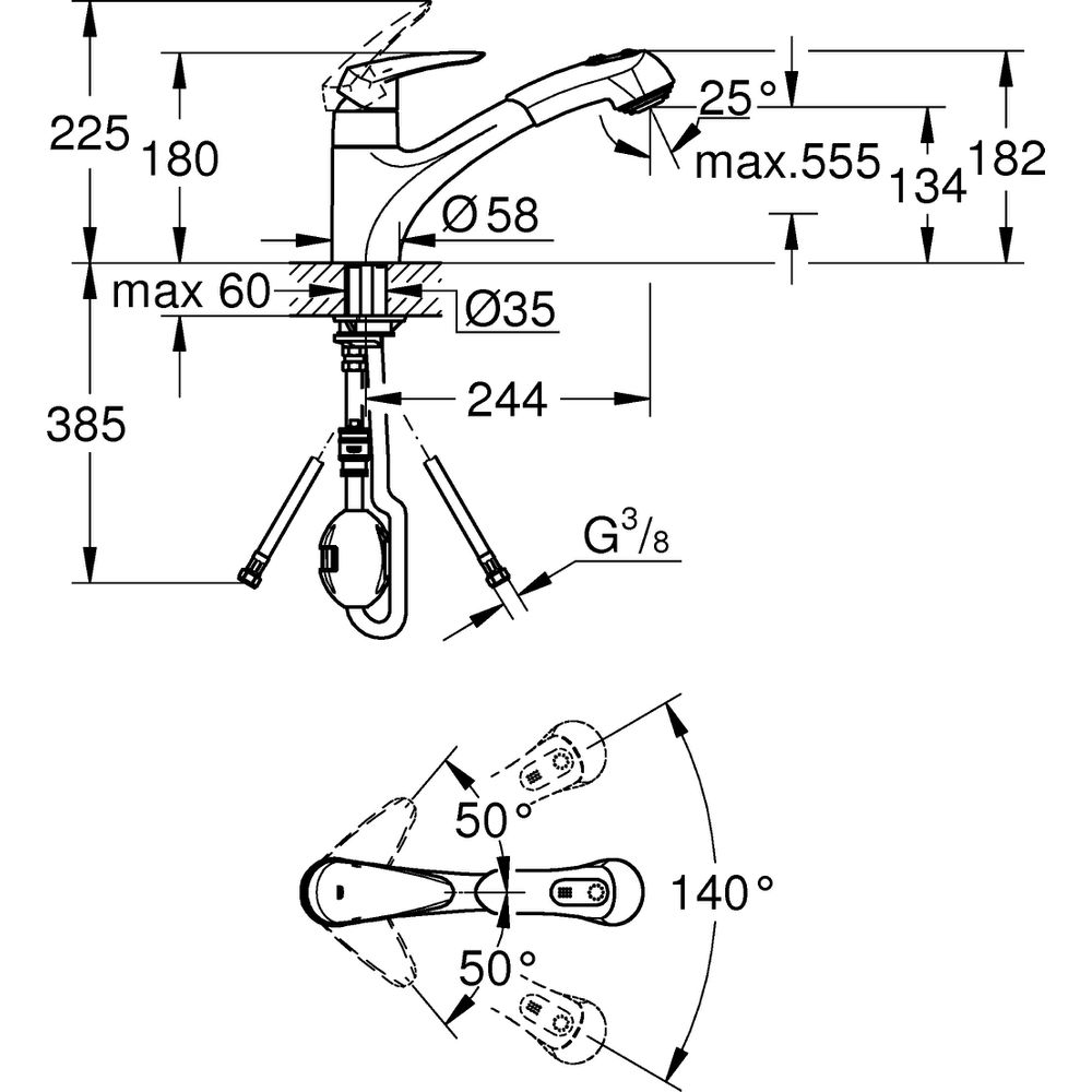 GROHE Spültisch-Einhebelmischer Eurodisc 32257_1 DN 15, chrom-32257001