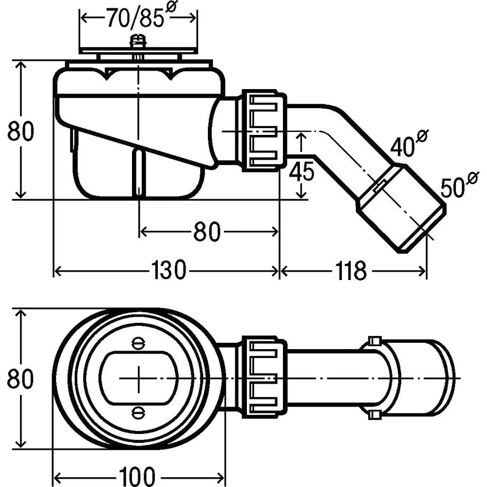 Viega Funktionseinheit Domoplex 6928.1  70 mm x DN 40/50, Kunststoff weiß, für Ablaufloch d= 52mm -130817