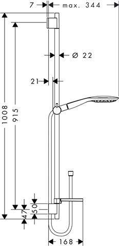 hansgrohe Raindance Select E Brauseset 150 3jet mit Brausestange 90 cm und Seifenschale Unica S Puro-27857000