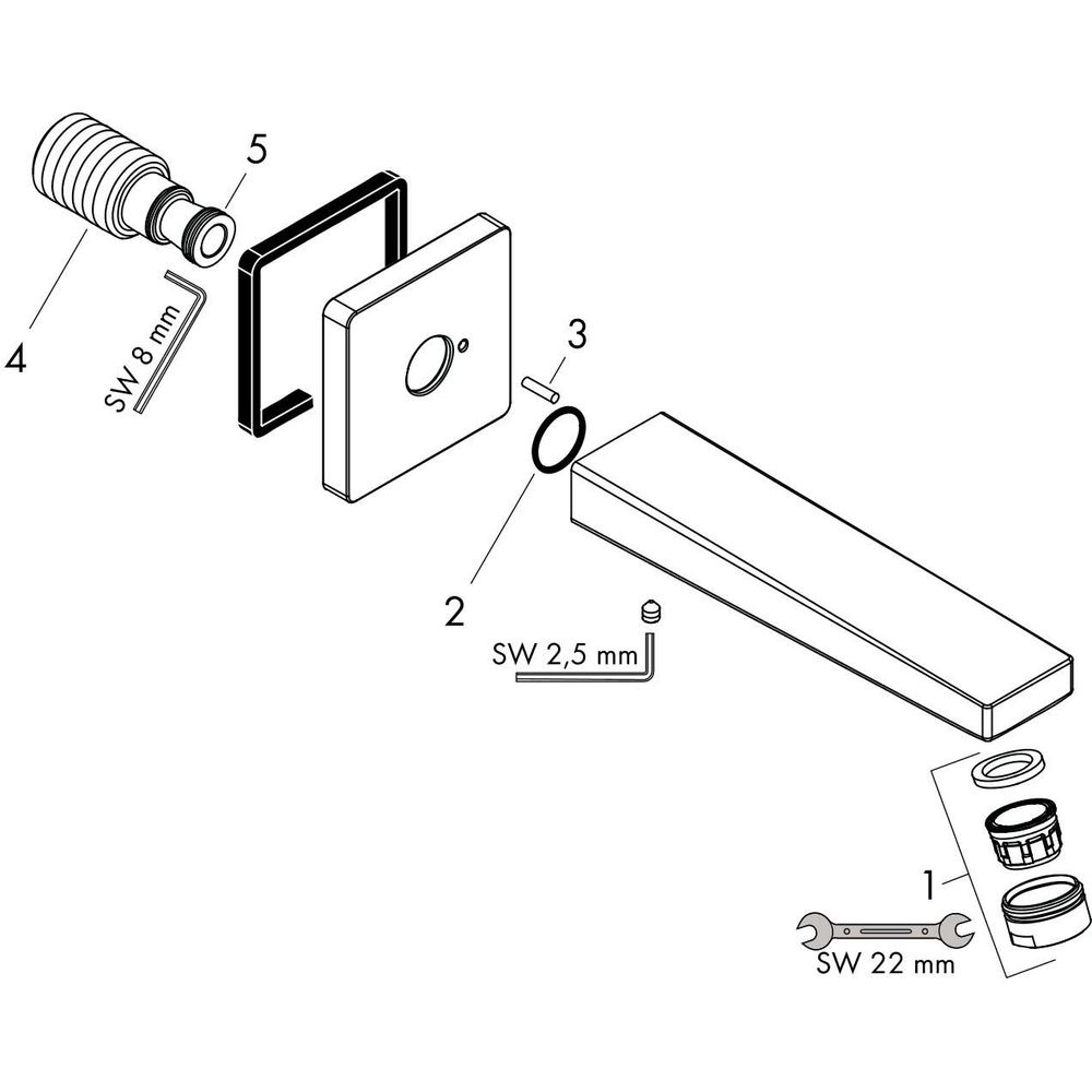 hansgrohe Wanneneinlauf Metropol Ausladung 167,5 mm, Wandmontage, Normalstrahl, chrom-32542000